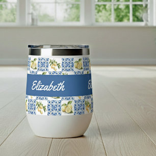 Carreau bleu motif français de citron Nom personna