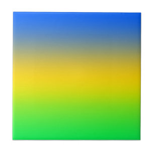Carreau Bleu néon, jaune, dégradé vert, ombre.
