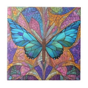 Carreau Bleu papillon belle mosaïque