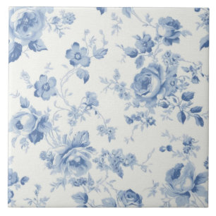 Carreau Bleu, porcelaine, porcelaine bleue, toile florale,
