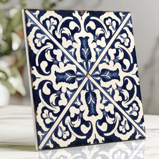 Carreau Bleu rustique et blanc Sicilien Majolica (Créateur téléchargé)