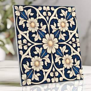 Carreau Bleu Saphir Victorien et Marguerite en Ivoire
