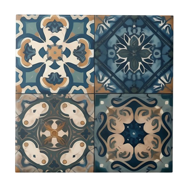 Carreau Bleu sublime et carrelage en céramique marocaine B (Devant)