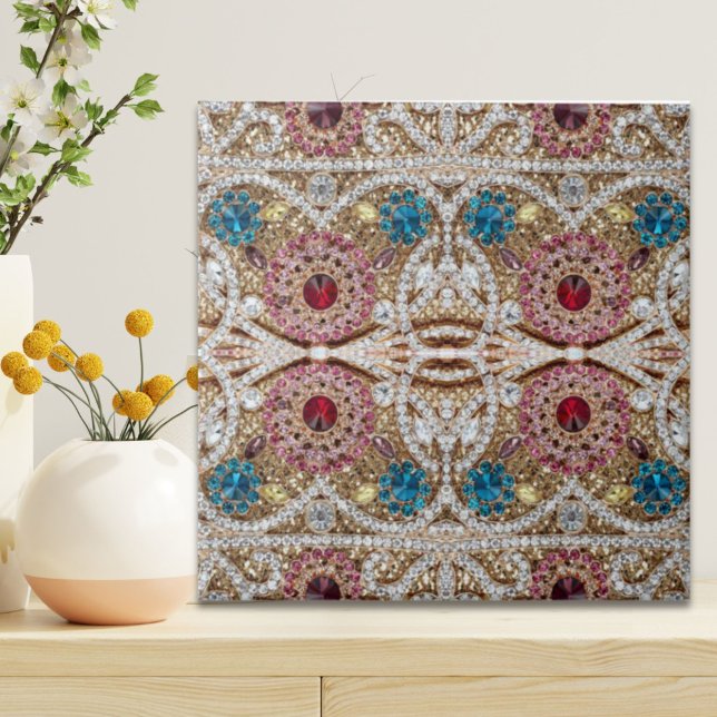 Carreau bleu turquoise or bordeaux rose bohème (turquoise blue silver gold burgundy pink bohemian ceramic tile)