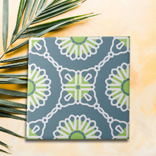 Carreau Bleu Vert blanc Mosaïque marocaine Motif géométriq