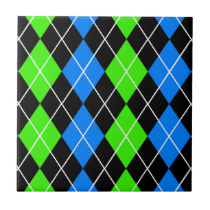 Carreau Bleu Vert Noir Argyle Design Diamant