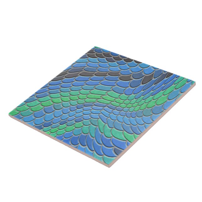 Carreau Bleu Vert sirène écailles, échelle de poisson (Côté)