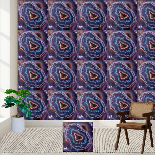 Carreau Bleu violet vibre et blanc Améthyste Géode tranche