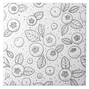 Carreau Bleuets en noir et blanc