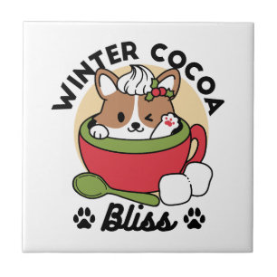 Carreau Bliss de cacao d'hiver - Chien mignon en mode Mug