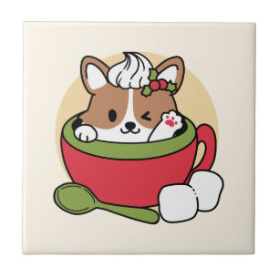 Carreau Bliss de cacao d'hiver - Chien mignon en mode Mug