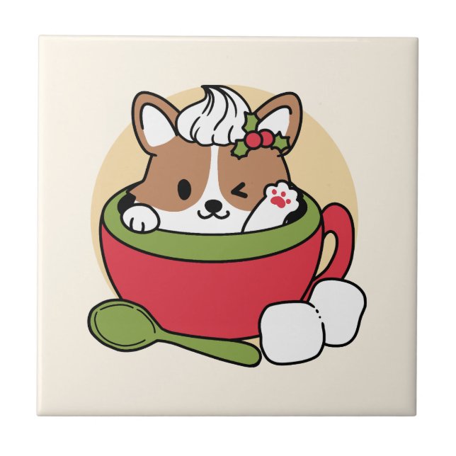 Carreau Bliss de cacao d'hiver - Chien mignon en mode Mug (Devant)