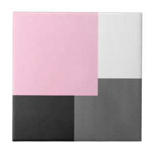 Carreau Bloc de Pink Gray Black and White Geometric