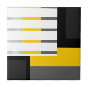 Carreau Bloc géométrique noir et blanc gris jaune