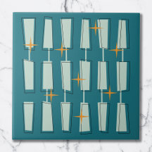 Blocs Atomiques Teal, Aqua de Style Moderne du Mil