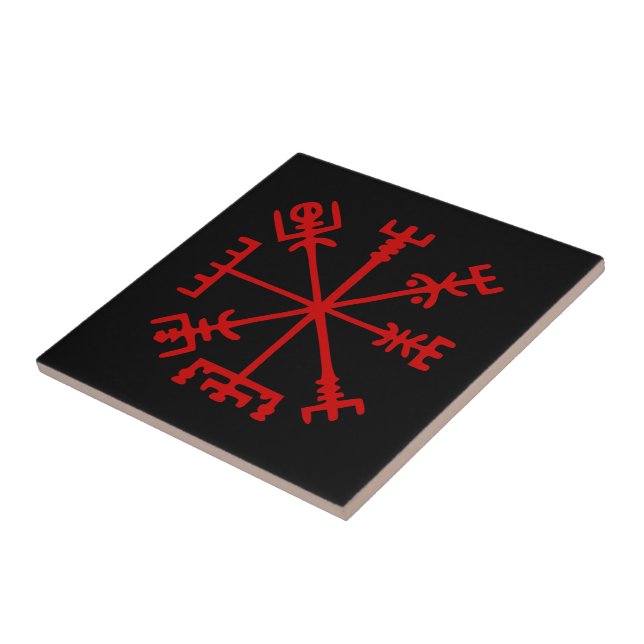 Carreau Blood Red Vegvísir (Viking Compass) (Côté)