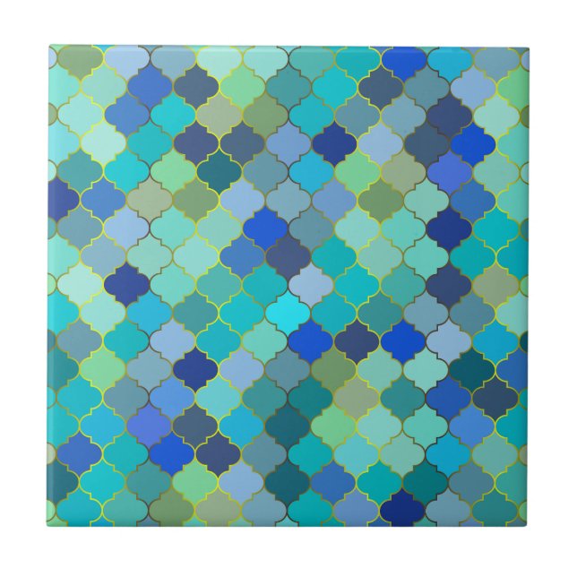 Carreau Blue Aqua Moroccan Mosaic Pattern (Devant)