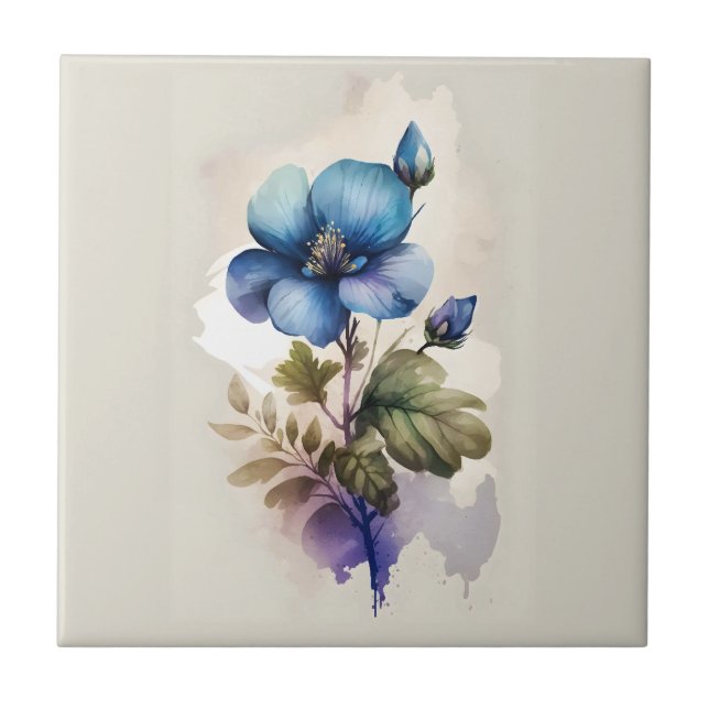 Carreau Blue Bell Aquarelle Floral Cuisine Salle de bain (Devant)