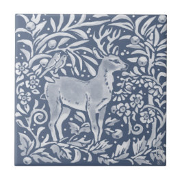 Carreau Blue Deer Buck Birds Forêt Bois Animaux Ornat