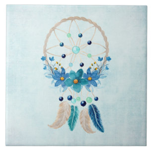 Carreau Blue Dreamcatcher Design Boho élégant