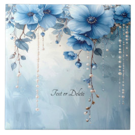 Carreau Blue Flowers and Pearls Ceramic Tile
