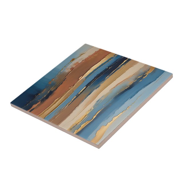 Carreau Blue gold beige and bronze textured stripes (Côté)