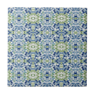 Carreau Blue Greem BOHO Floral pattern