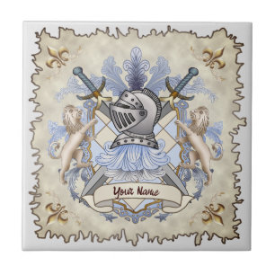 Carreau Blue Knight Family Crest Nom
