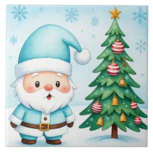 Carreau Blue Santa Claus Design Art, jolie Père Noël