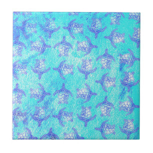 Carreau Blue Sea Turtle Print
