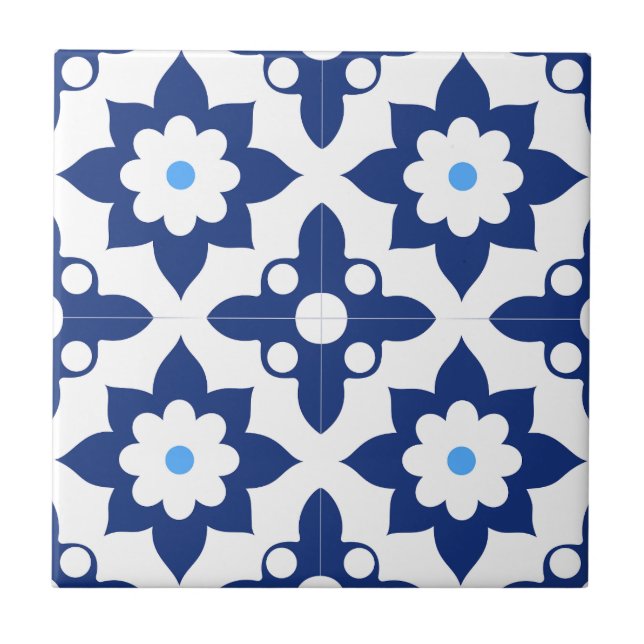 Carreau  Blue &White Modern ِStylish Abstract Geometric (Devant)