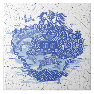 Carreau Blue Willow Rabbit Isle Willow Antiquité Imaginai