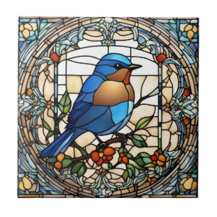 Carreau Bluebird Faux Vitrail Oiseau bleu