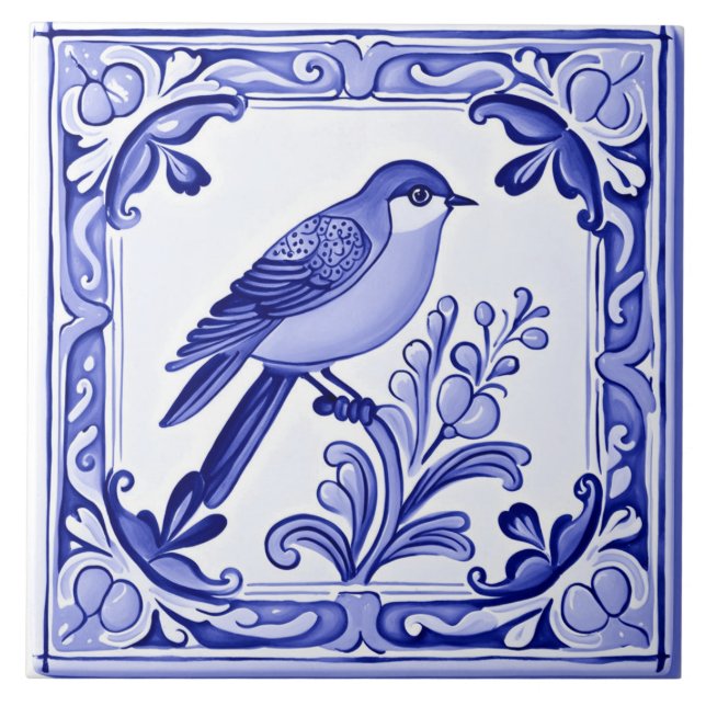 Carreau Bluebird Méditerranée Bleu Oiseau Folle Animal ani (Devant)