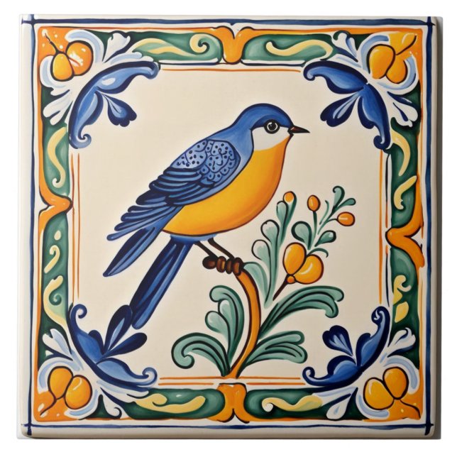 Carreau Bluebird Méditerranée Bleu Oiseau Folle Animal ani (Devant)
