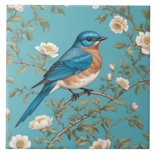 Carreau Bluebird William Morris Inspiré Turquois (Devant)