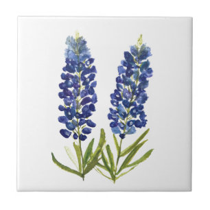 Carreau Bluebonnets Texas State Flowers Lupine Watercolor