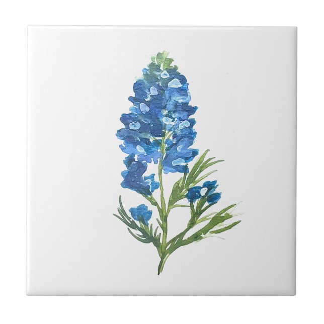 Carreau Bluebonnets Texas State Flowers Lupine Watercolor (Devant)
