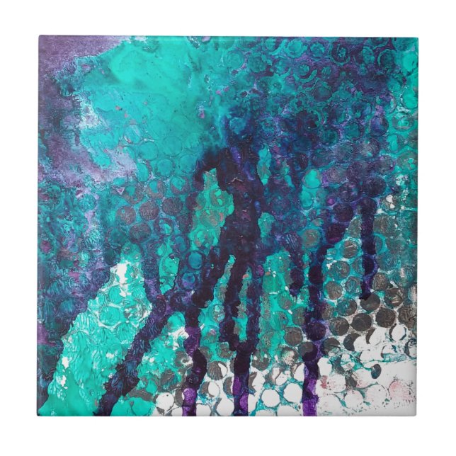 Carreau Blues d'encre déversées (Devant)