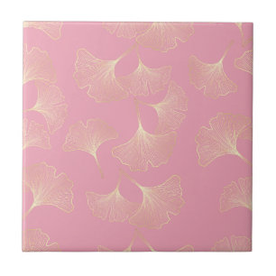 Carreau Blush Ginkgo Luxe – Botanique Or sur Rose (4)