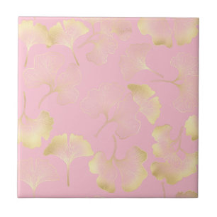 Carreau Blush Ginkgo Luxe – Botanique Or sur Rose (5)