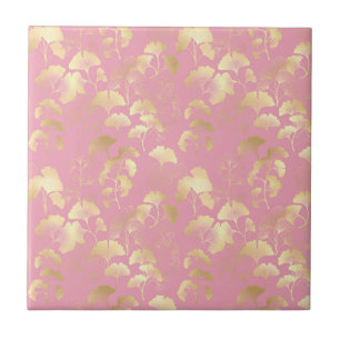 Carreau Blush Ginkgo Luxe – Or Botanique sur Rose (7)