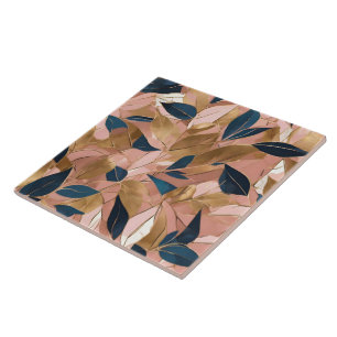 Carreau Blush Pink Gold Boho Collection Feuille populaire