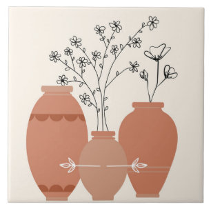 Carreau Bohème Bohémien Art Planters Abstraits en terre cu