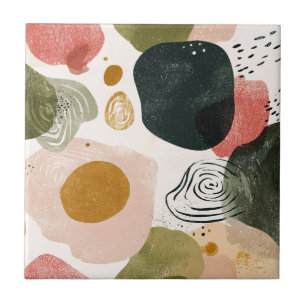 Carreau Boho biologique Motif Abstrait en Tone Toné Terre