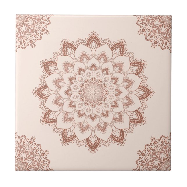Carreau Boho Chic Mandala Moderne Accent Neutre (Devant)