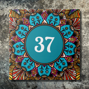 Carreau Boho coloré Fancy Maison Décorative Numéro Plaque