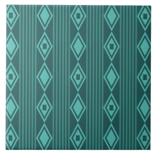 Carreau Boho Diamants Rayures Sarcelle