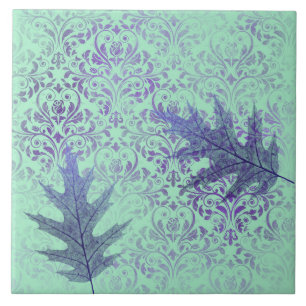 Carreau Boho Green Purple Feuilles