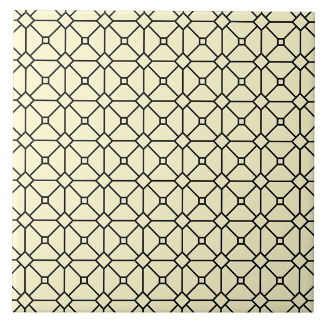 Carreau Boho moderne Motif noir et jaune Rhombus (Devant)